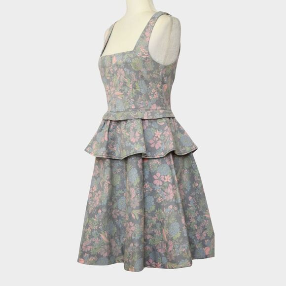 MARC BY MARC JACOBS Peplum Pastel Blossom Floral Mini Fit & Flare Dress Size 10 - Picture 2 of 9